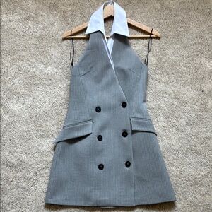 Zara Gray Backless Dress with White Collar